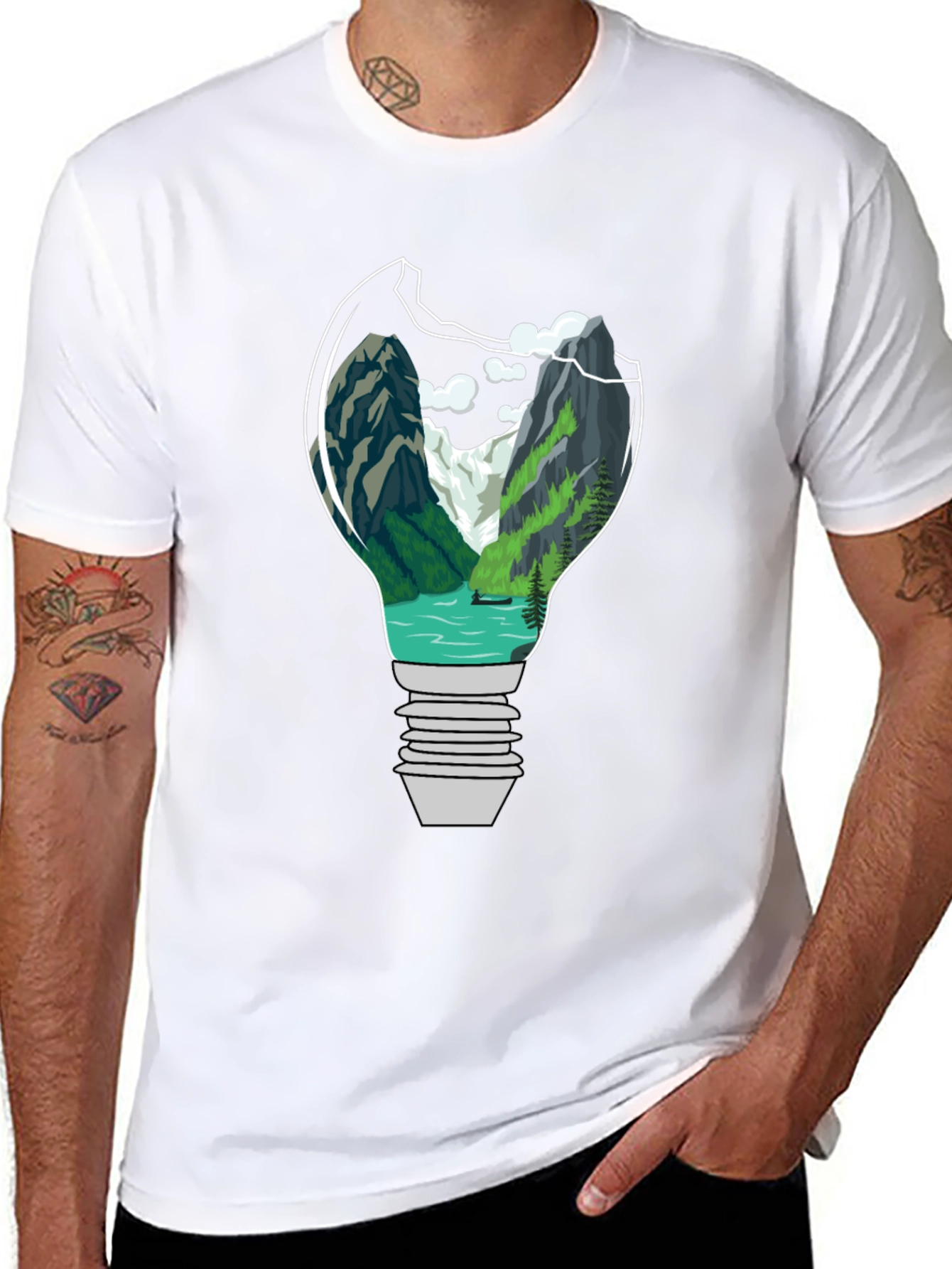 Nature Bulb Graphic Tee - Unique Design
