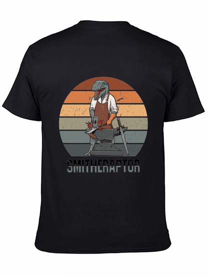 Smitheraptor T-Shirt: Dinosaur Blacksmith Design