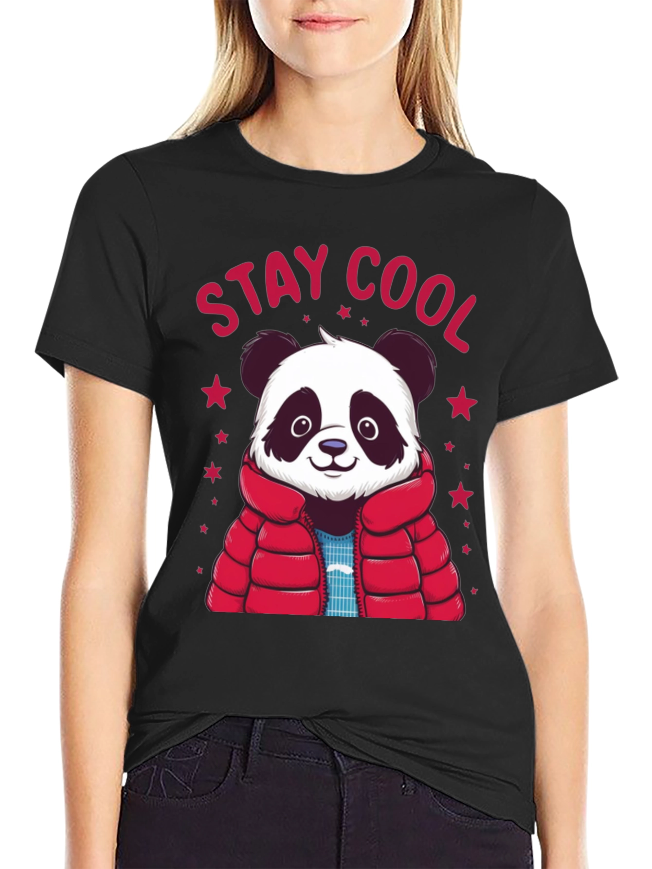 Stay Cool Panda Graphic Tee - Black