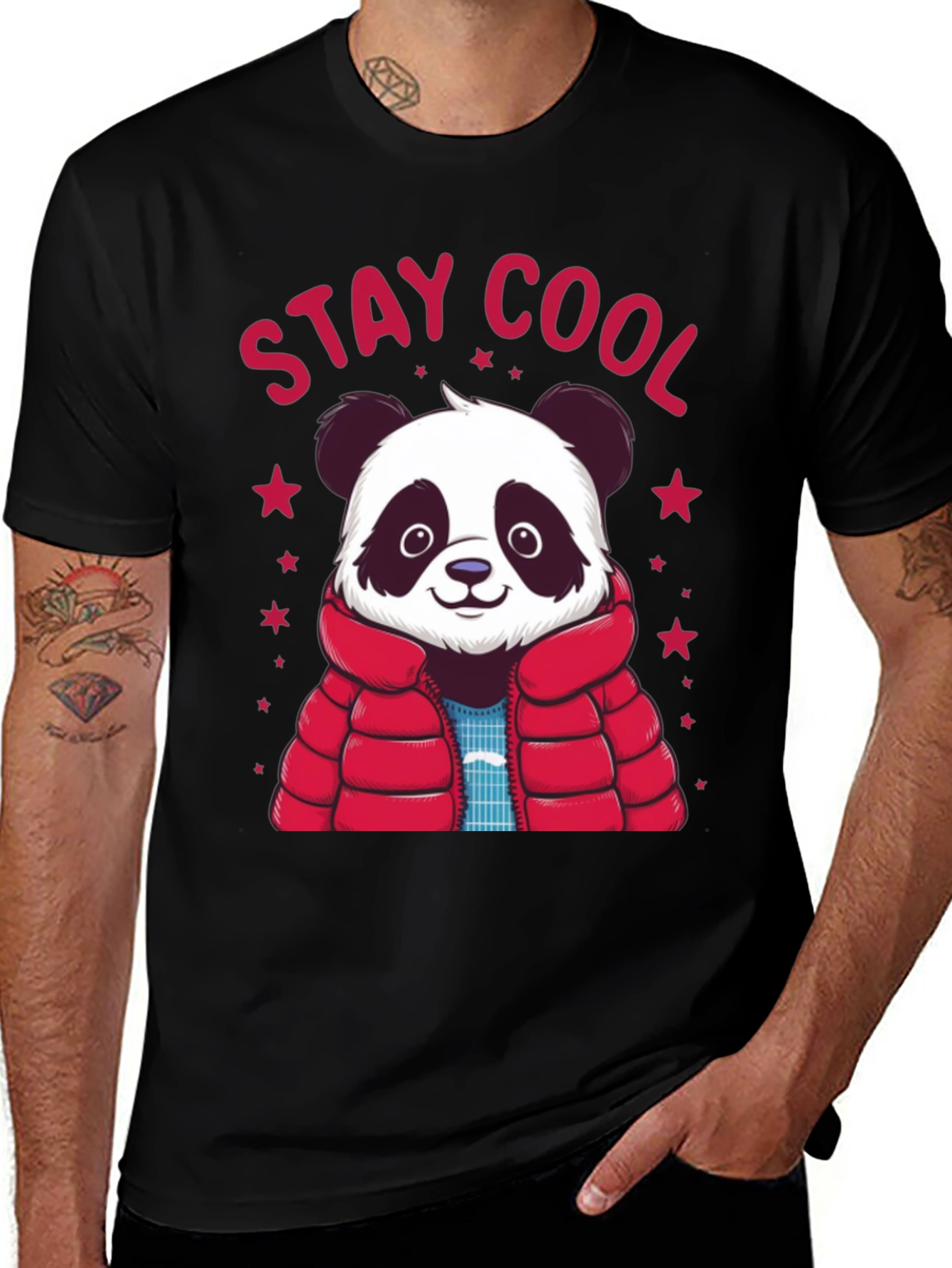 Stay Cool Panda Graphic Tee - Black