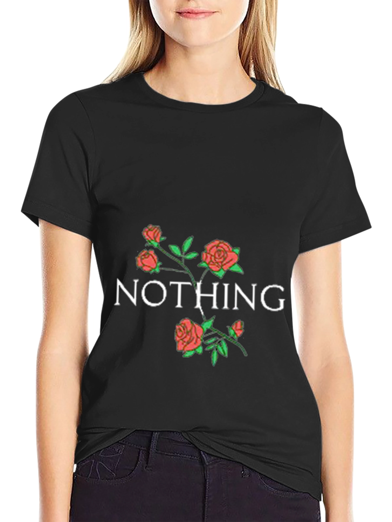 Nothing Roses Black Graphic Tee