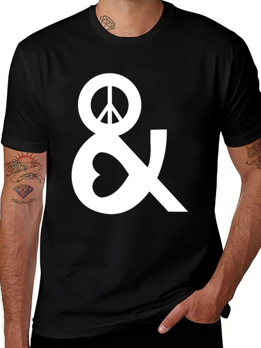 Peace & Love Graphic Tee - Black Cotton Blend T-Shirt
