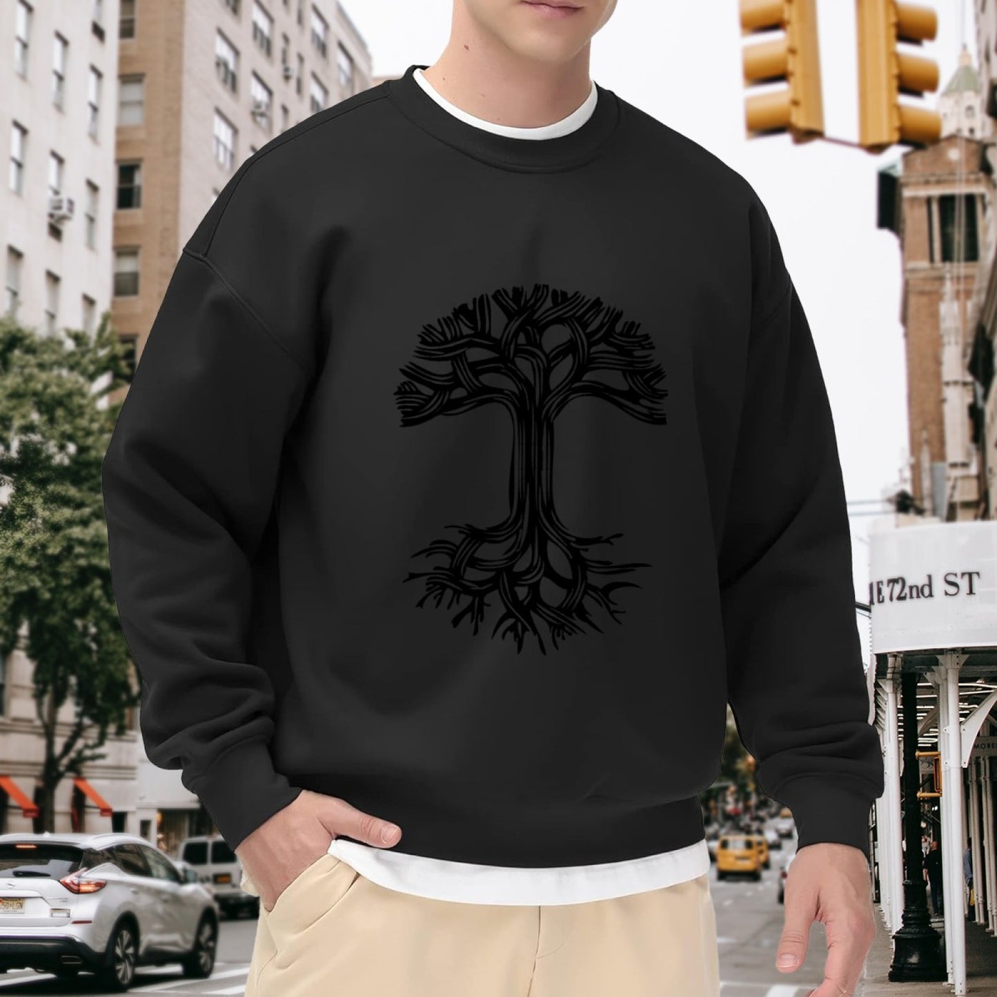 Dark Aesthetic Tangled Tree Emblem Crewneck