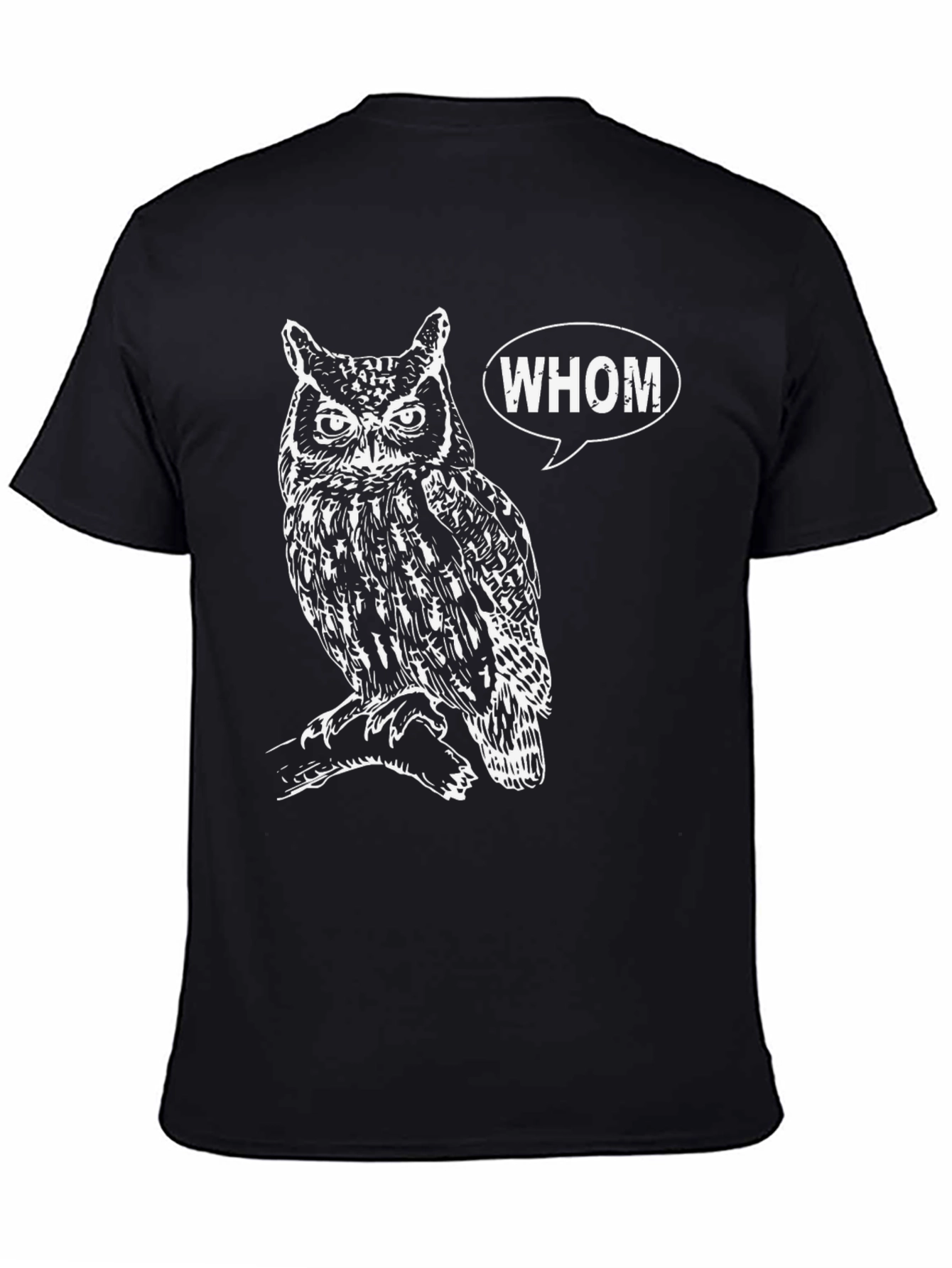 Whom Owl Graphic Tee - Black Cotton T-Shirt