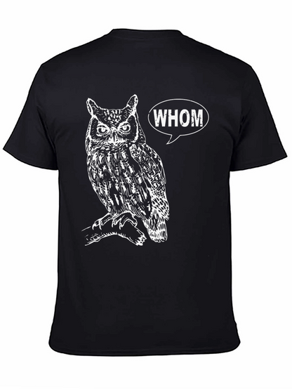 Whom Owl Graphic Tee - Black Cotton T-Shirt
