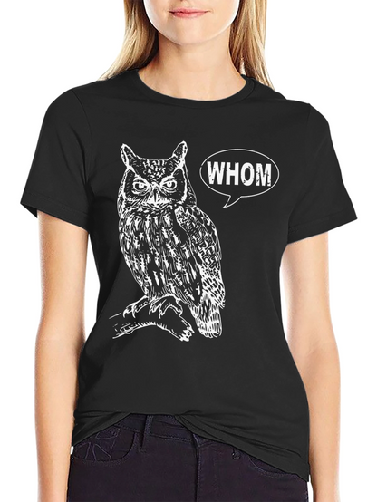 Whom Owl Graphic Tee - Black Cotton T-Shirt