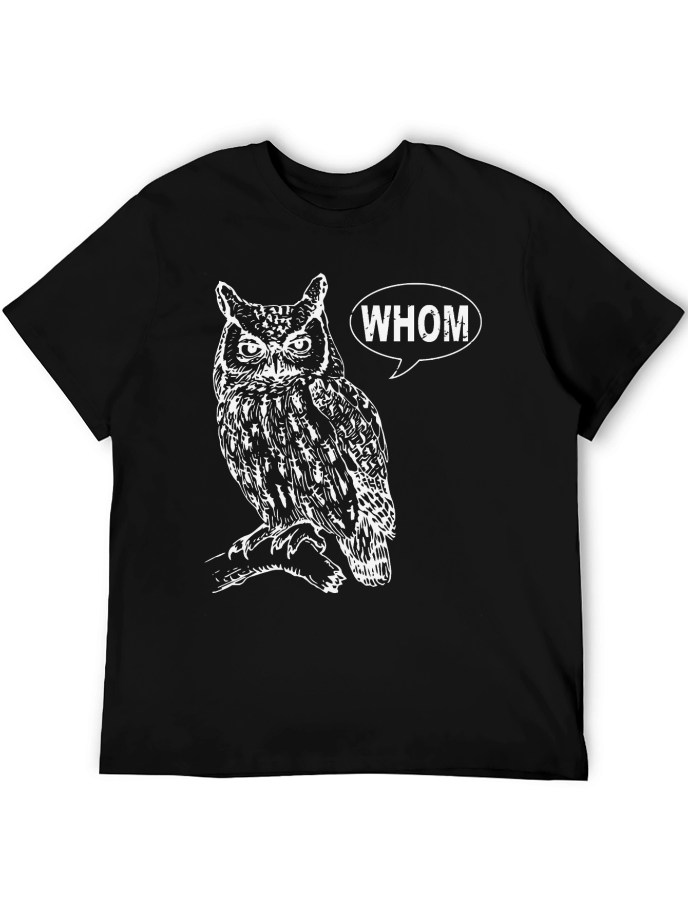 Whom Owl Graphic Tee - Black Cotton T-Shirt