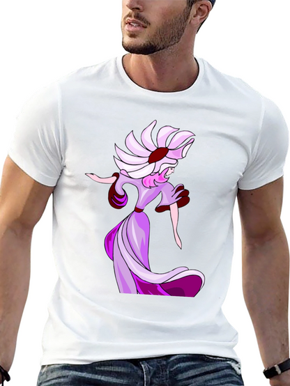 Elegant Cartoon Lady Black T-Shirt