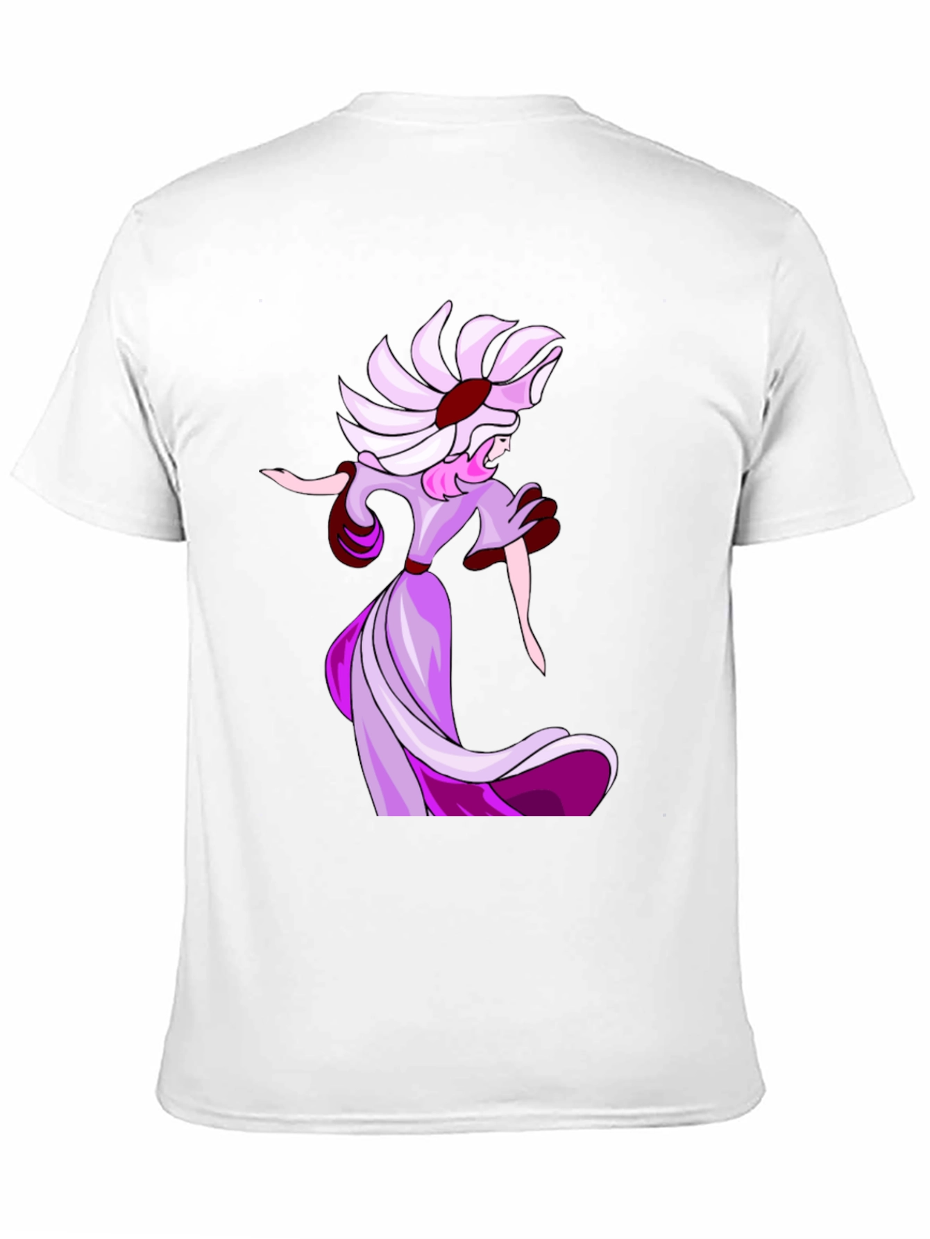 Elegant Cartoon Lady Black T-Shirt