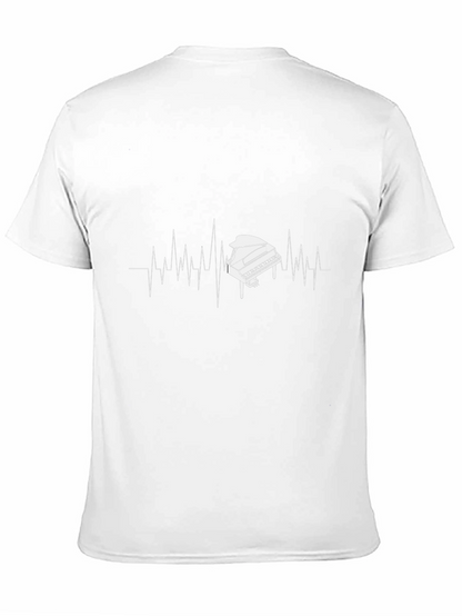 Piano Heartbeat Graphic T-Shirt - Black