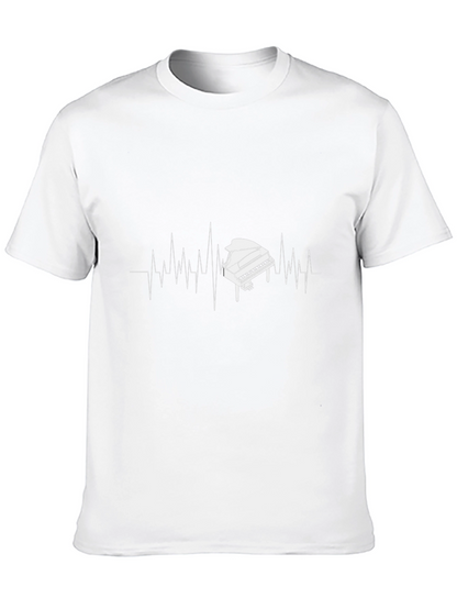 Piano Heartbeat Graphic T-Shirt - Black