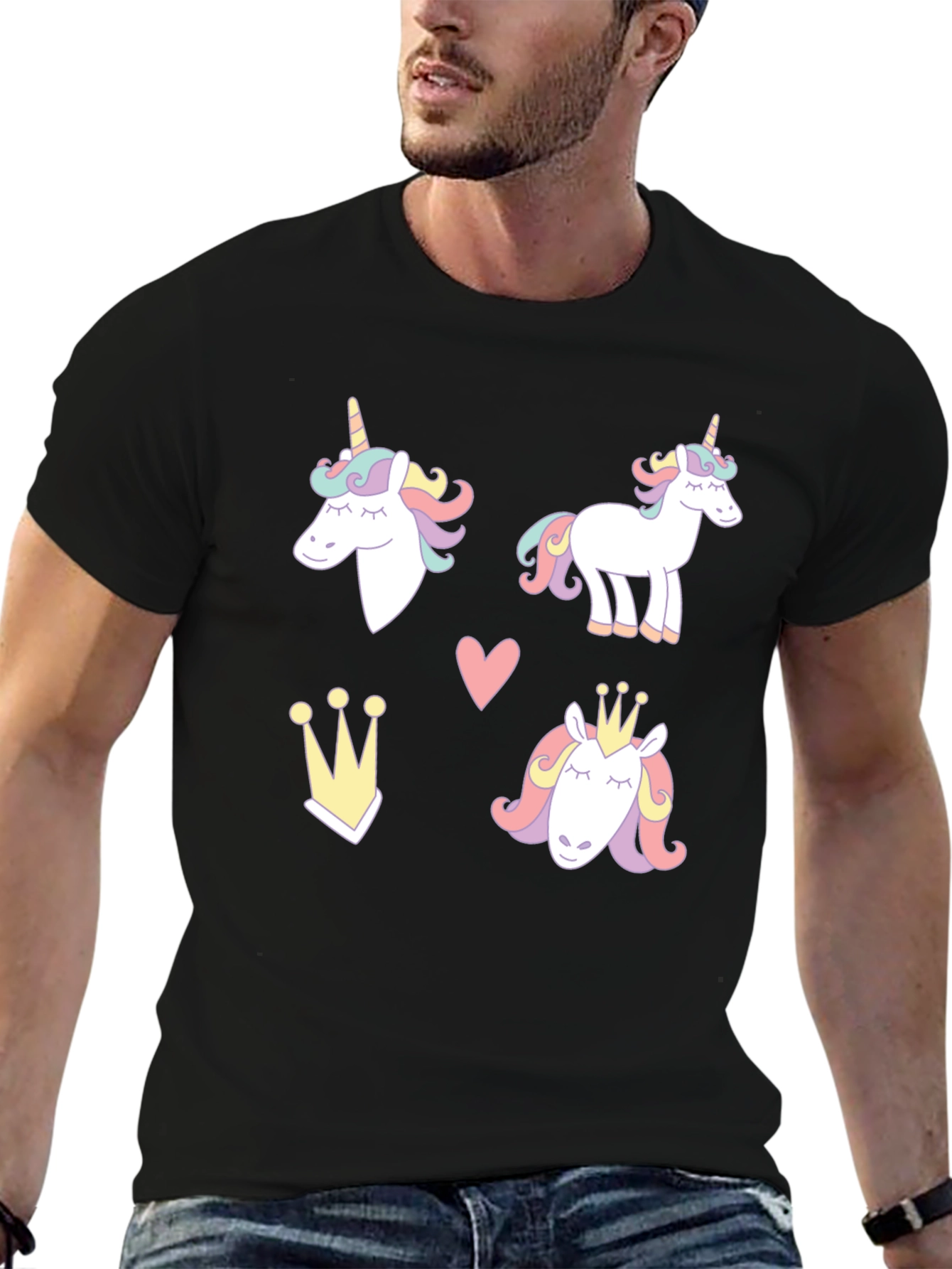 Unicorn Dreams Black T-Shirt Cute Design