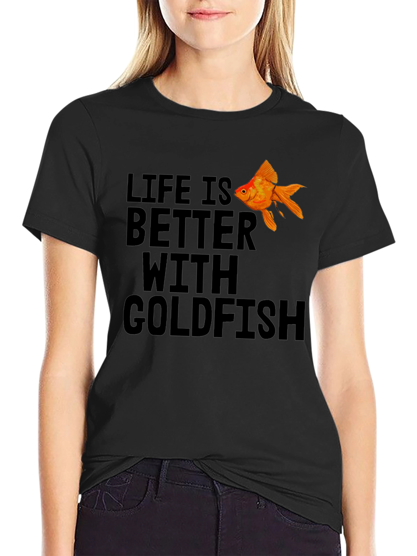 Life is Better With Goldfish Black T-Shirt