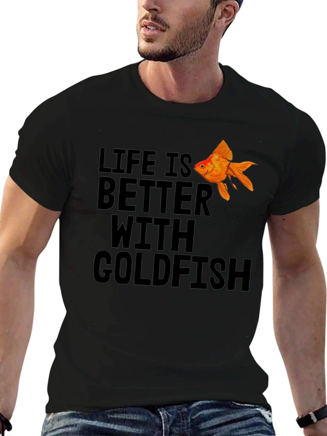 Life is Better With Goldfish Black T-Shirt