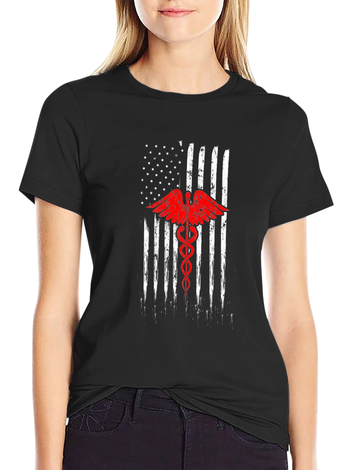 American Flag Medical Symbol T-Shirt