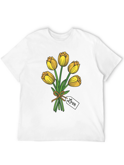 Tulip Bouquet Graphic Tee - Stylish Black T-Shirt