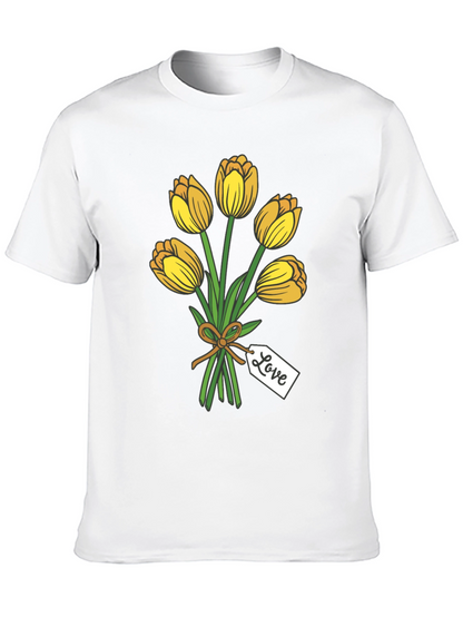 Tulip Bouquet Graphic Tee - Stylish Black T-Shirt