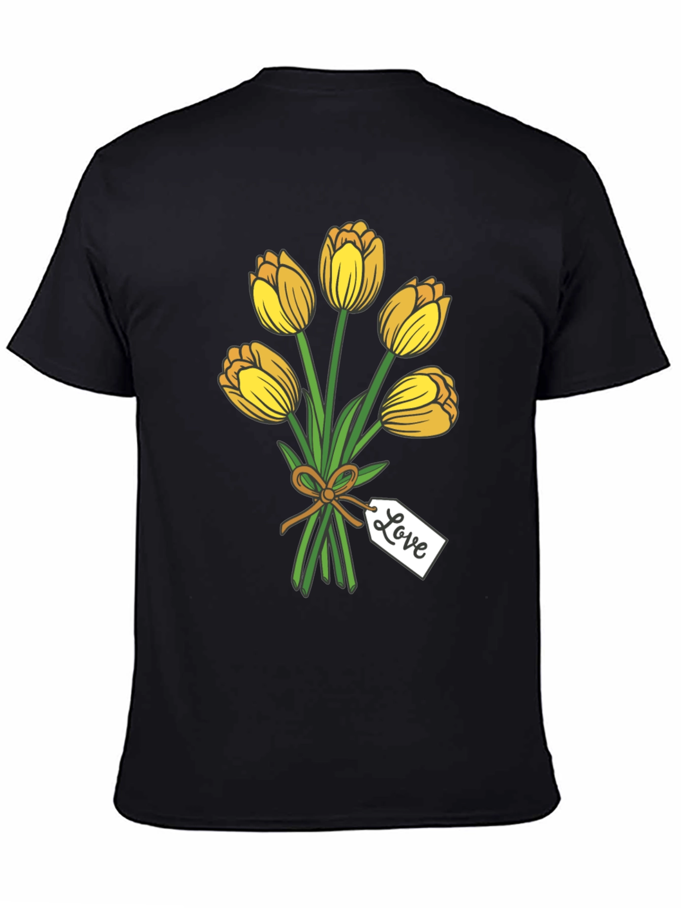 Tulip Bouquet Graphic Tee - Stylish Black T-Shirt