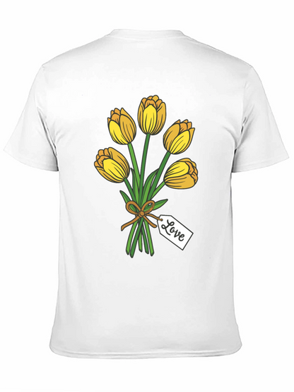 Tulip Bouquet Graphic Tee - Stylish Black T-Shirt