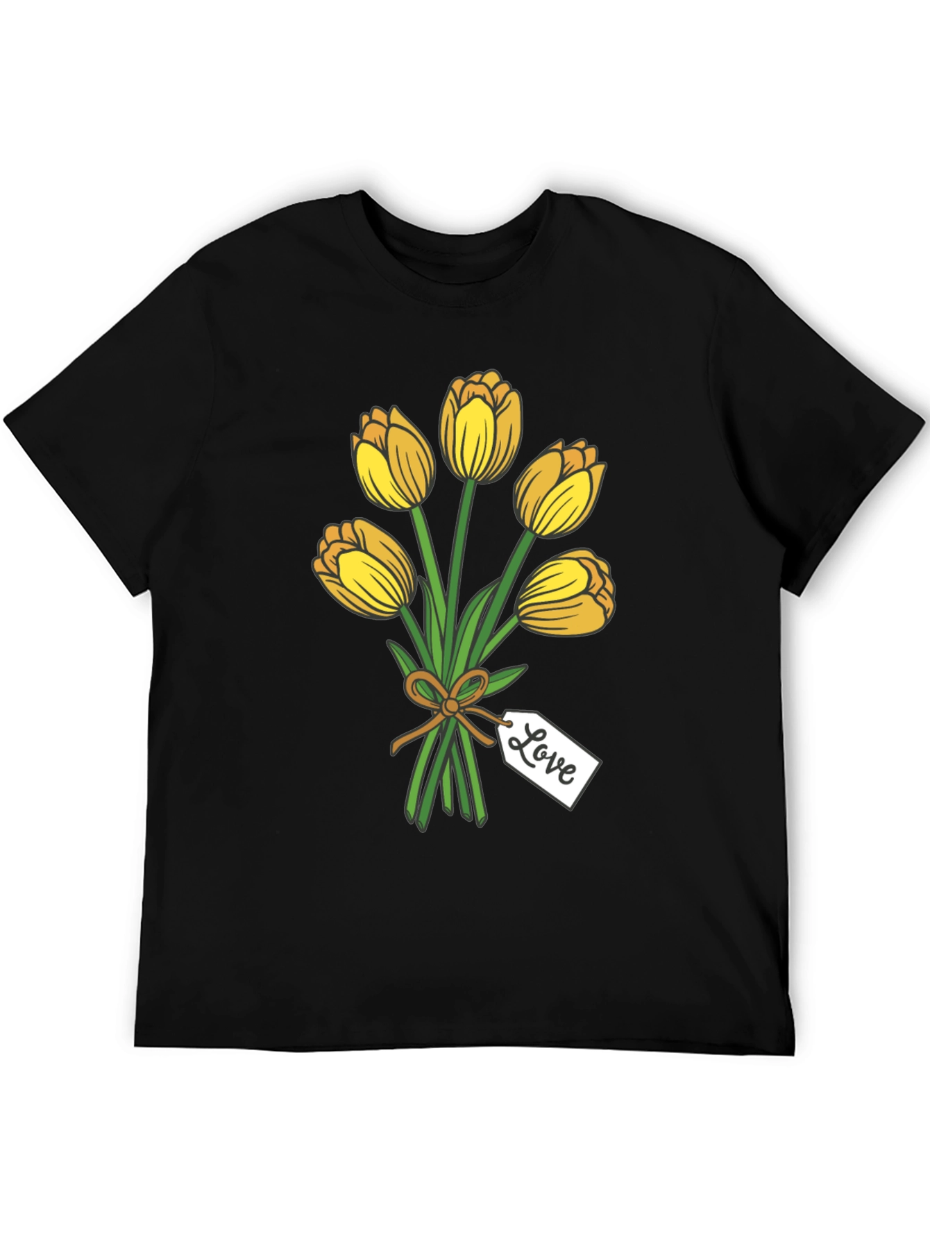 Tulip Bouquet Graphic Tee - Stylish Black T-Shirt