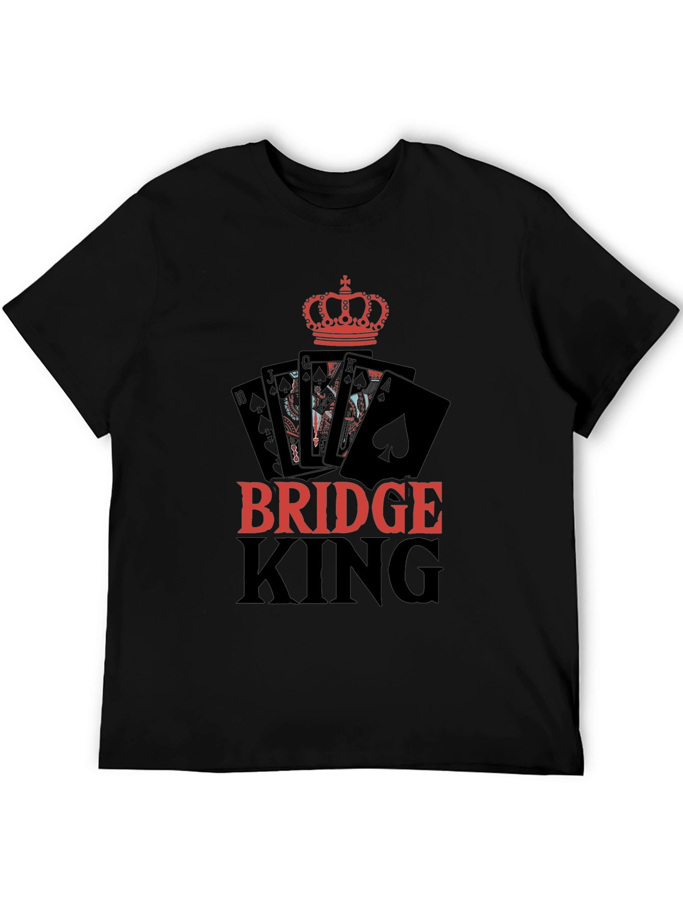 Bridge King Black T-Shirt Card Player Design