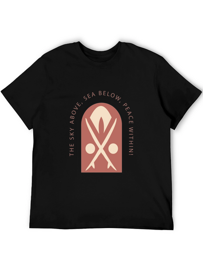 Surfboard Motif Graphic Tee - Sky Above Sea Below