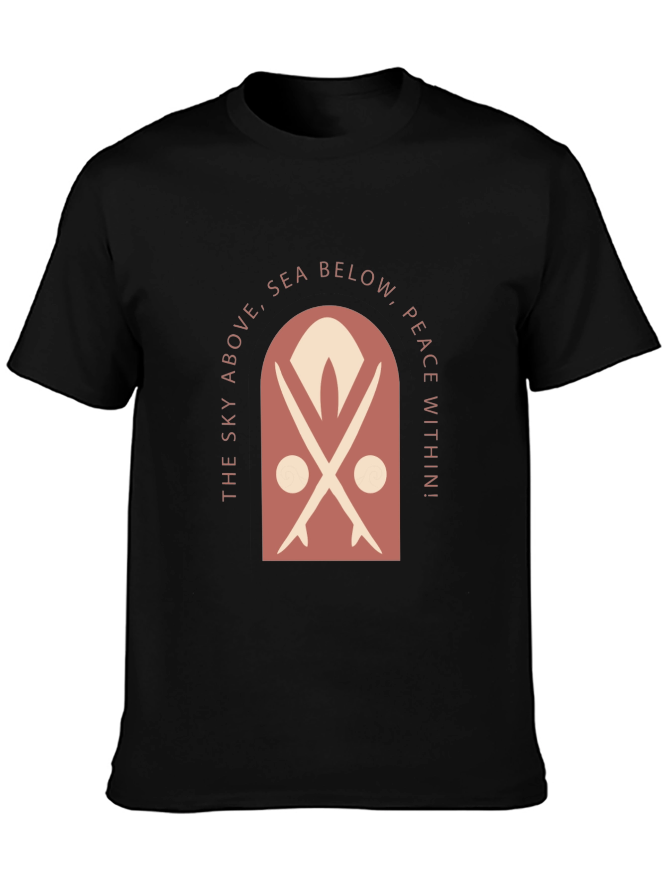 Surfboard Motif Graphic Tee - Sky Above Sea Below