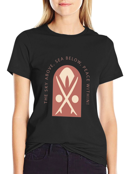 Surfboard Motif Graphic Tee - Sky Above Sea Below
