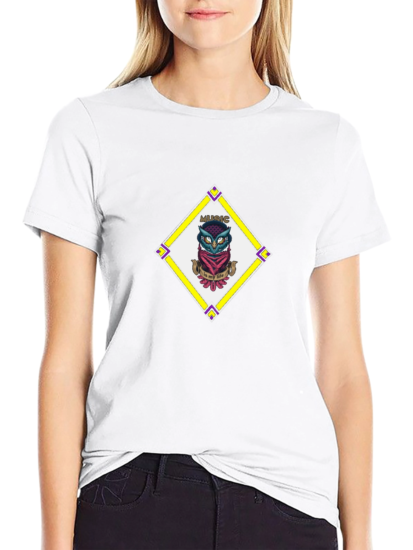 Music Owl T-Shirt - Bandana Diamond Design