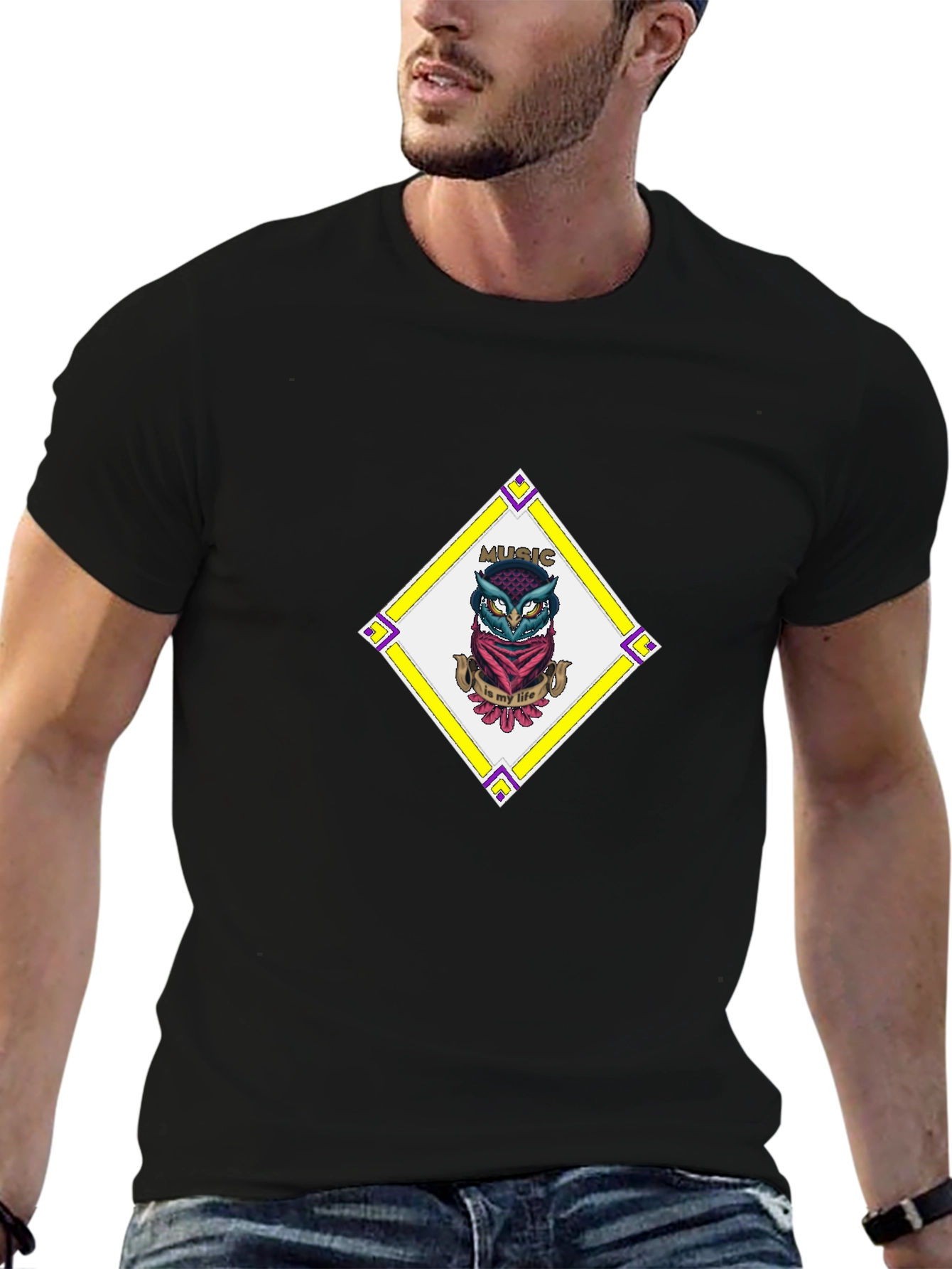 Music Owl T-Shirt - Bandana Diamond Design