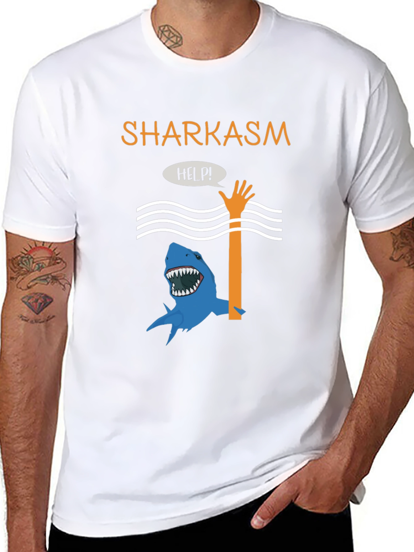 Sharkasm Funny Graphic T-Shirt