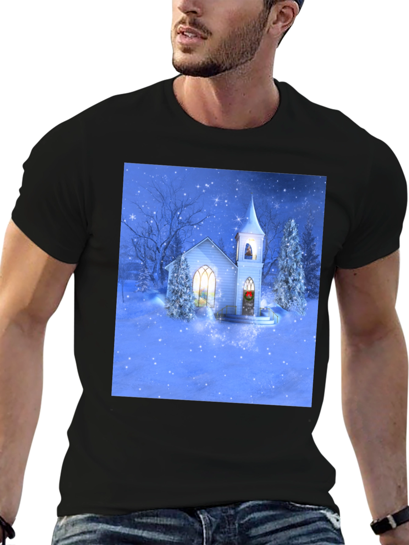 Winter Church T-Shirt - Holiday Festive Tee