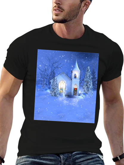 Winter Church T-Shirt - Holiday Festive Tee