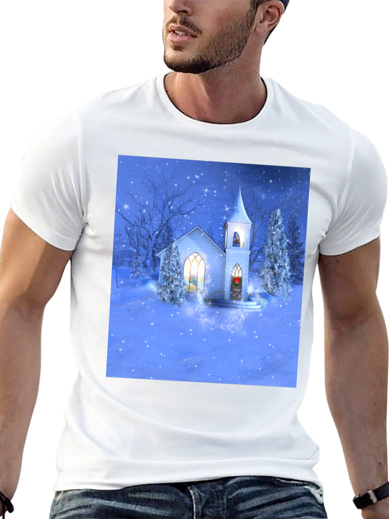 Winter Church T-Shirt - Holiday Festive Tee