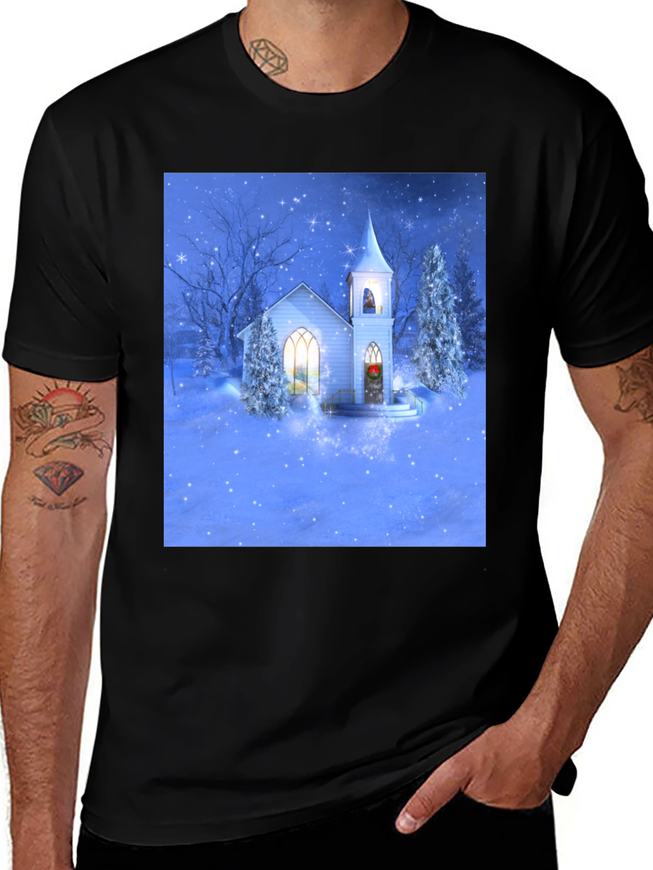 Winter Church T-Shirt - Holiday Festive Tee