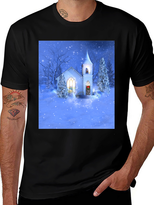 Winter Church T-Shirt - Holiday Festive Tee
