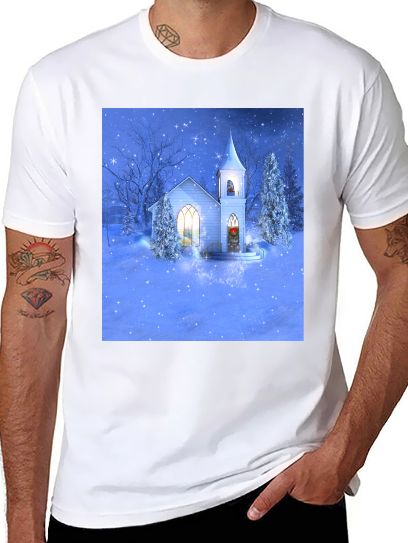 Winter Church T-Shirt - Holiday Festive Tee