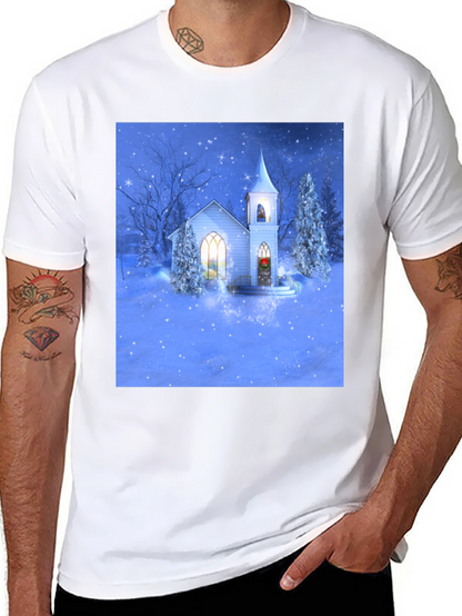 Winter Church T-Shirt - Holiday Festive Tee