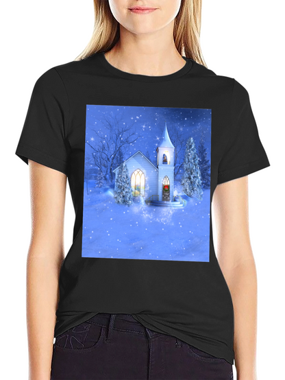 Winter Church T-Shirt - Holiday Festive Tee