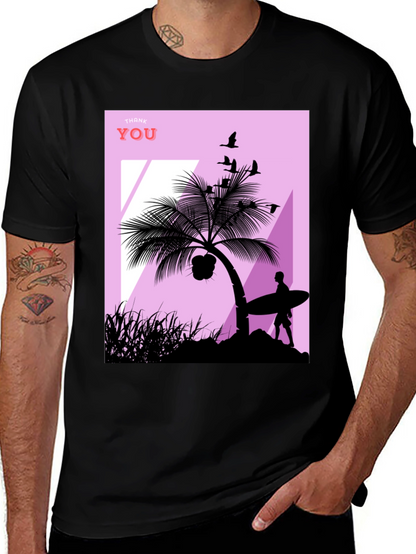 Tropical Beach Silhouette Graphic T-Shirt