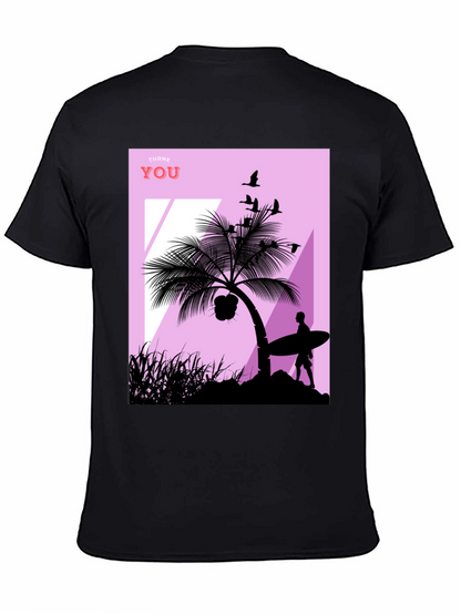 Tropical Beach Silhouette Graphic T-Shirt