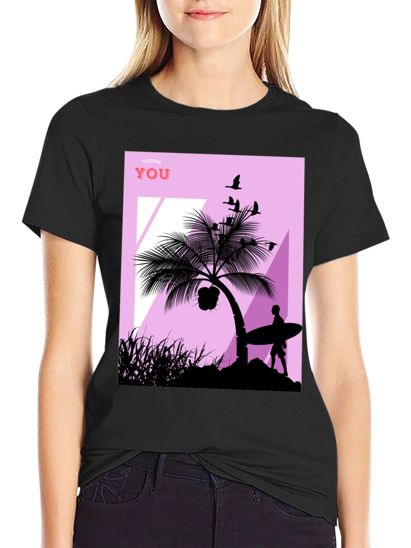 Tropical Beach Silhouette Graphic T-Shirt