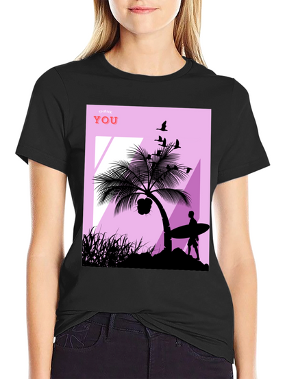 Tropical Beach Silhouette Graphic T-Shirt
