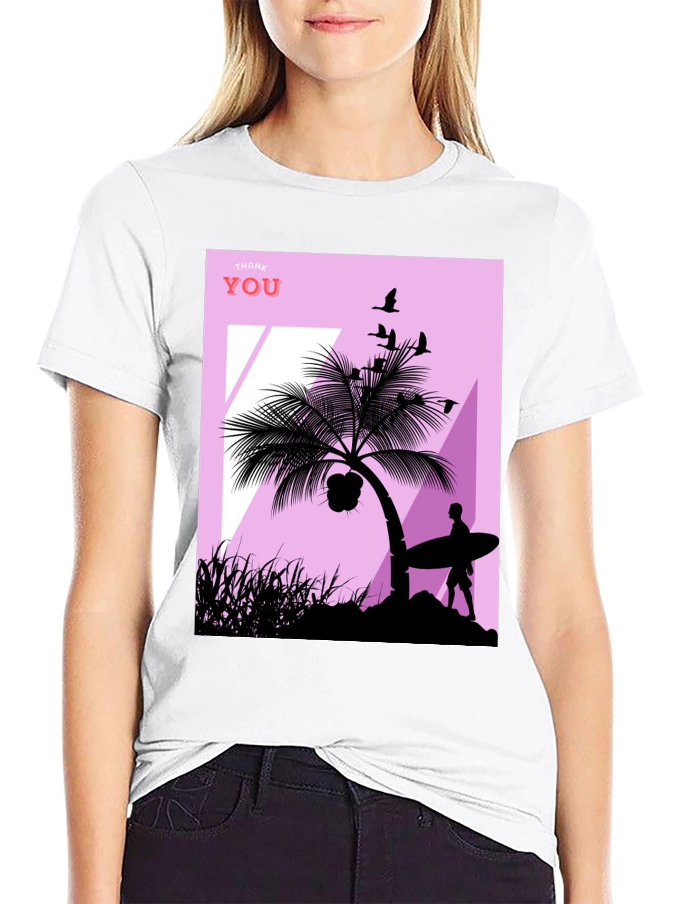 Tropical Beach Silhouette Graphic T-Shirt