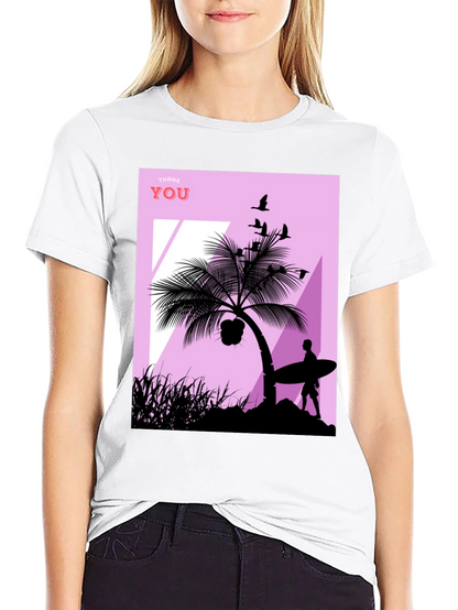 Tropical Beach Silhouette Graphic T-Shirt