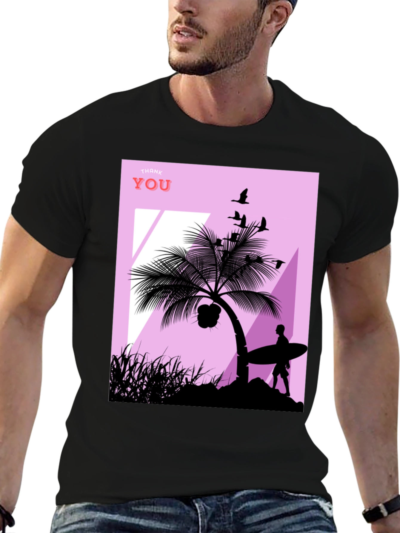Tropical Beach Silhouette Graphic T-Shirt