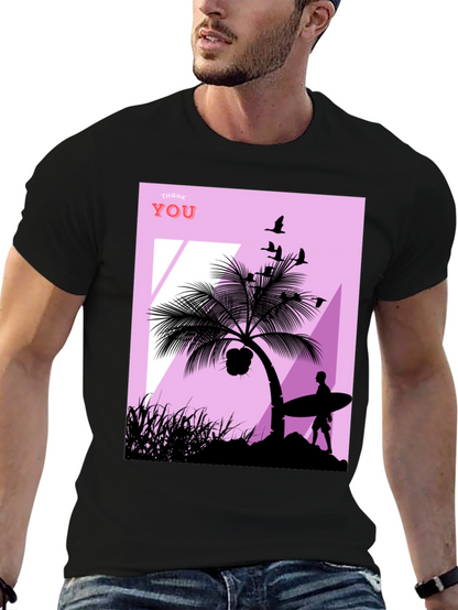 Tropical Beach Silhouette Graphic T-Shirt