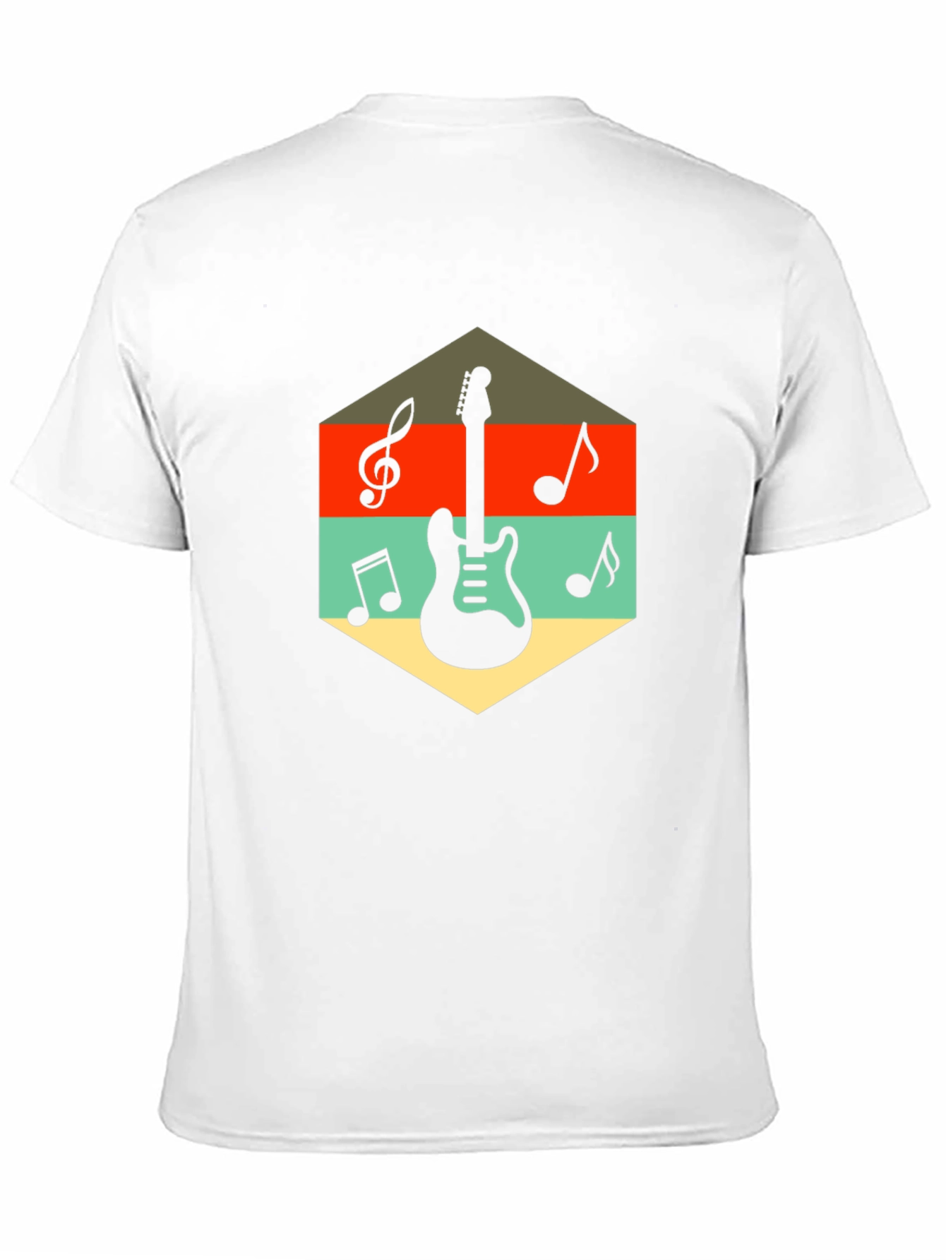 Retro Guitar & Music Note Graphic T-Shirt