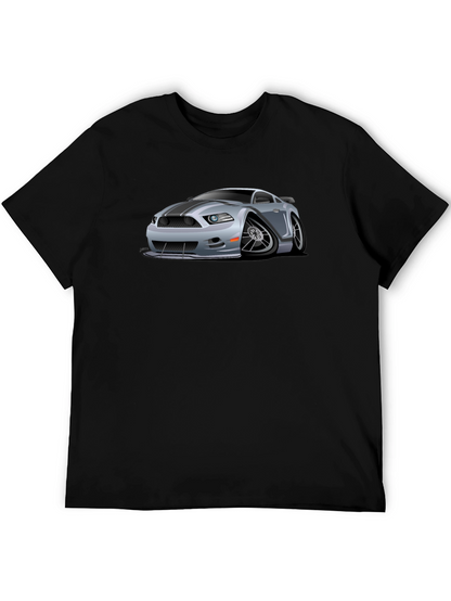 Car Cartoon Graphic Print Black T-Shirt