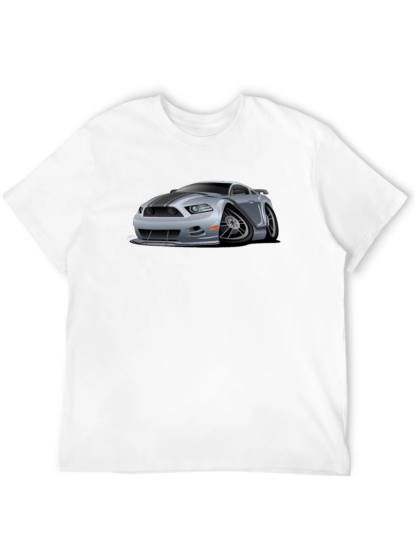 Car Cartoon Graphic Print Black T-Shirt